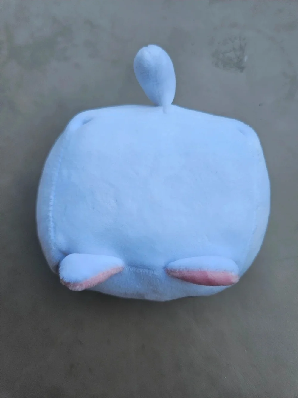 White Plush, Square Cat with Pink Ears and Big Embroidered Eyes